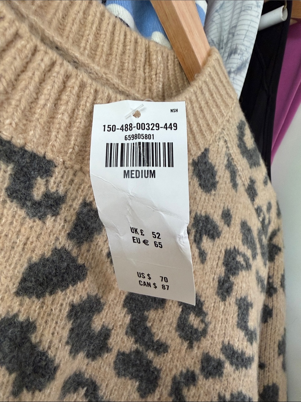 Abercrombie Leopard Print Crewneck Sweater - Tan/Black - Picture 2 of 4